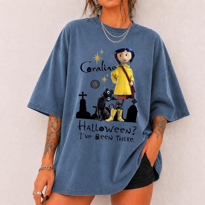 Cora.line-Inspired Halloween Graphic T-Shirt, Black Cat and I've Been ...