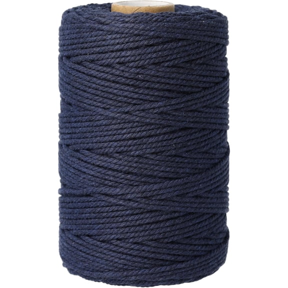 Cora’s Cotton Craft Cord – Twisted Macramé Cord, Navy, 1 mm, 300 Ft, Light Weight, 75% Cotton