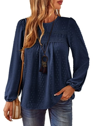 Navy Blue Blouson Tops