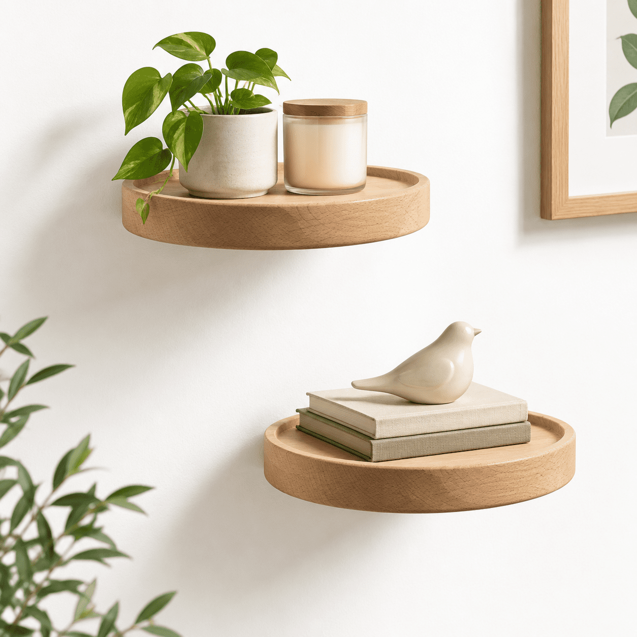 Coracle Round Floating Shelves Wood Wall Shset Of 2 O5.9 Inch - Walmart.com