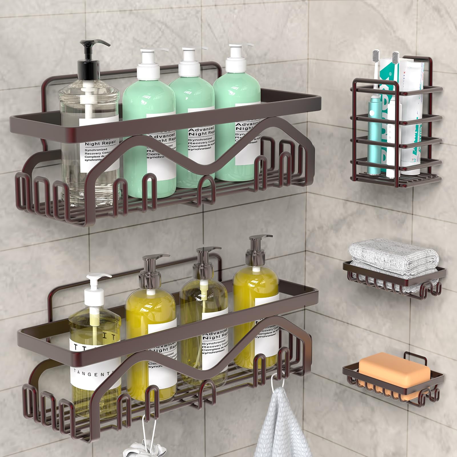 Coraje Shower Caddy, Shower Shelves [5-Pack], Adhesive Shower Organizer ...