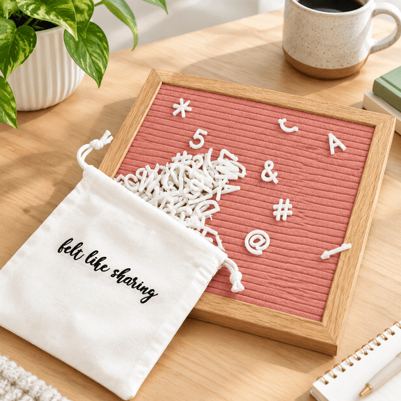 Coral 10"x10" Square Felt Letter Board with Oak Frame and Changeable Letters