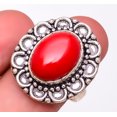 thumbnail image 1 of Coral 925 Sterling Silver Jewelry Ring s.8 M1420, Gemstone Jewelry, Birthday Gift, Christmas Gift, 1 of 1