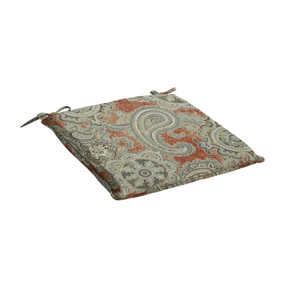 Coral Aqua Paisley Indoor/Outdoor Chair Pad, Corded