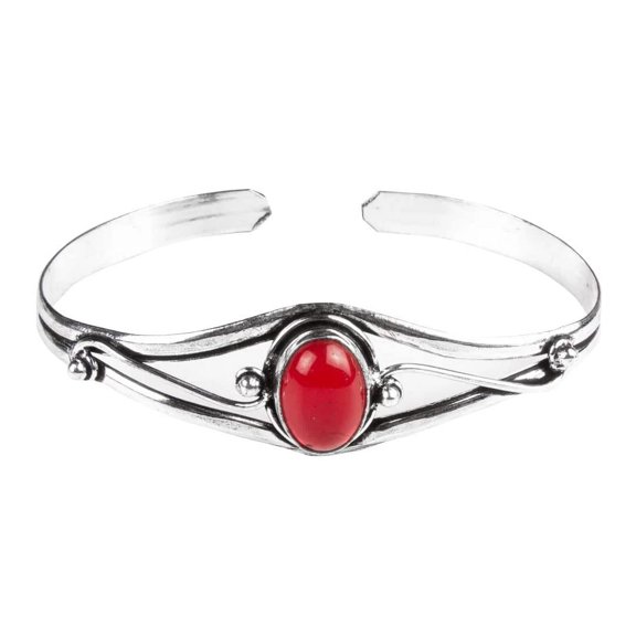Coral Bangle, Silver Plated Bangle, Handmade Bangle, Red Bangle, Women bangle, Adjustable bangle