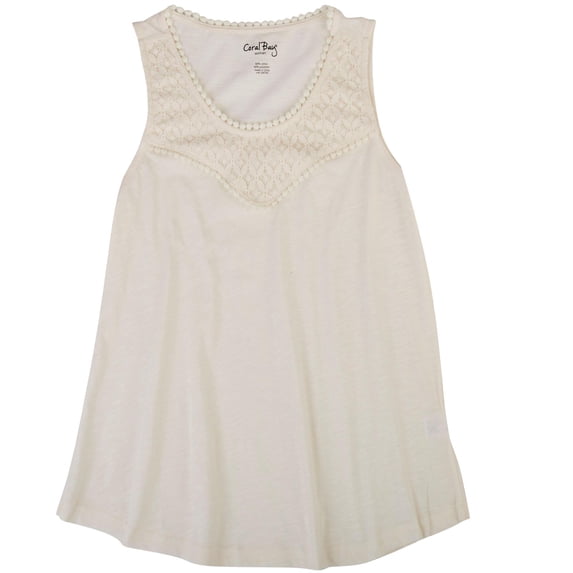 Victory Outfitters Ladies' Floral Lace Detail Scoop Neck Tank Top Natural Large
