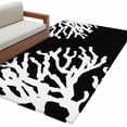 thumbnail image 1 of Coral Black Large Area Rugs for Bedroom Living Room, Non Slip Carpet Bedside Rug, Coastal White Ocean Marine Nautical Beach Rectangular Floor Cover Kitchen Accent Rug 4'x6' for Dining Room/Office, 1 of 9