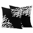 thumbnail image 1 of Coral Black Outdoor Waterproof Pillow Covers, Coastal White Ocean Marine Nautical Beach Decorative Square Throw Pillowcase Sofa Cushion Sham for Patio/Couch/Chair, 16"x16" 2 Pack, 1 of 8