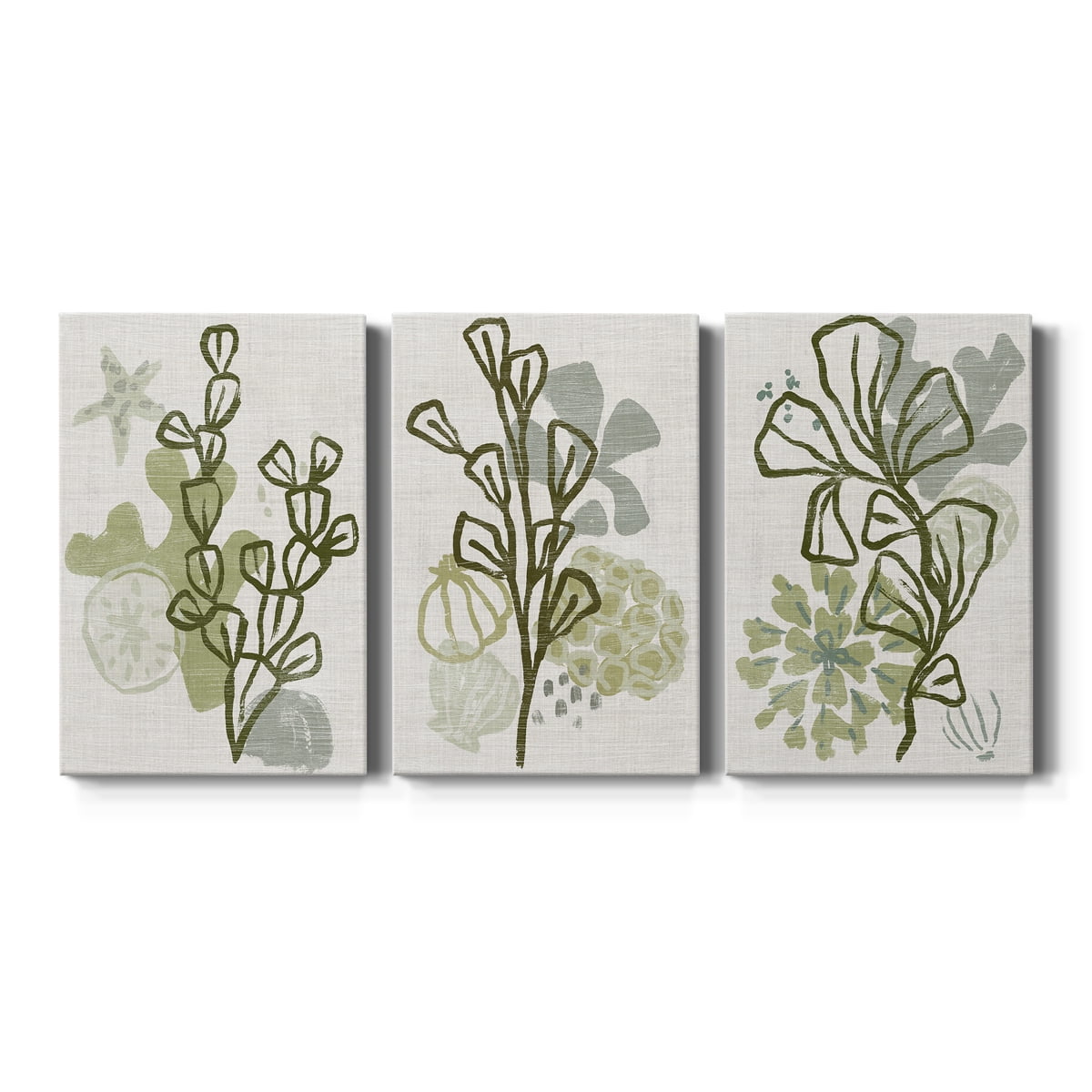 Coral Blockprint I Premium Gallery Wrapped Canvas - Ready to Hang - 40 x 60 Each