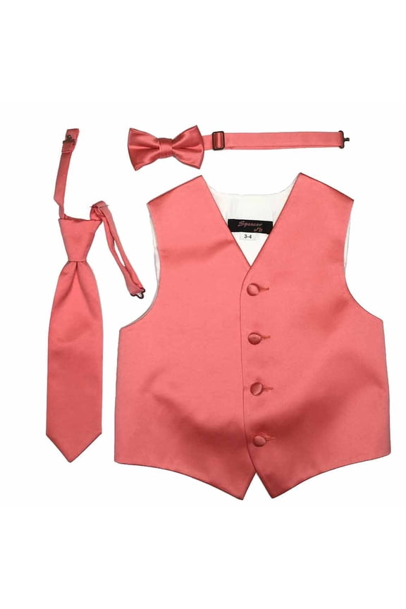 Coral Boys Satin Vest Spencer J - Boys 11-12