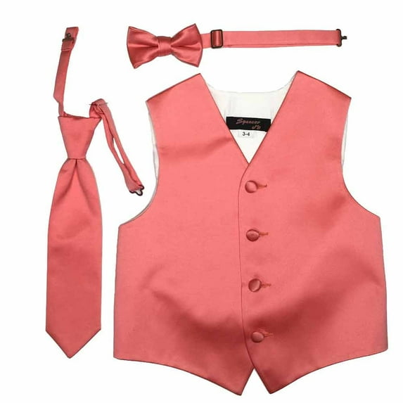 Coral Boys Satin Vest Spencer J - Boys 3-4
