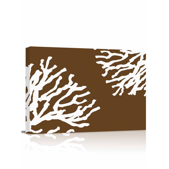 Coral Brown Wall Art for Living Room,Canvas Picture Wall Decor for Bathroom Bedroom,White Coastal Ocean Marine Nautical Beach Painting Artwork for Office Kitchen Hallway Dining Room Decor 16"x20"