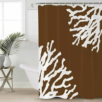 Coral Brown Waterproof Fabric Shower Curtain, White Coastal Ocean Marine Nautical Beach Shower Curtain for Bathroom Curtains Bathtubs Hotel Washable Shower Curtains with 12 Hooks Small 36x72in