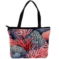 thumbnail image 1 of Coral Canvas Leather Mix Hand-Held Bag with Twill, Sponge, & Jeanette Material | 30x10.5x39cm Dimensions, 1 of 5