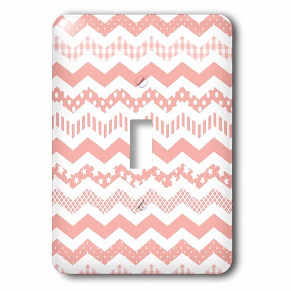 3dRose, Coral Chevron zigzag pattern with a twist - cute patterned zig zags, single toggle switch