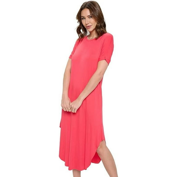 Coral Chic 3X-4X Plus Size Women's Rayon Stretch Short Sleeve T-Shirt Long Crew Neck with Side Pockets for Summer/Casual Dresses