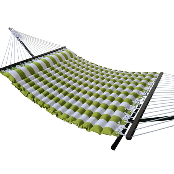 Coral Coast GreenThick Stripe Pillow Top Hammock, Green White Color, Product Assembled Size 11.65 ft L x 4.5 ft W