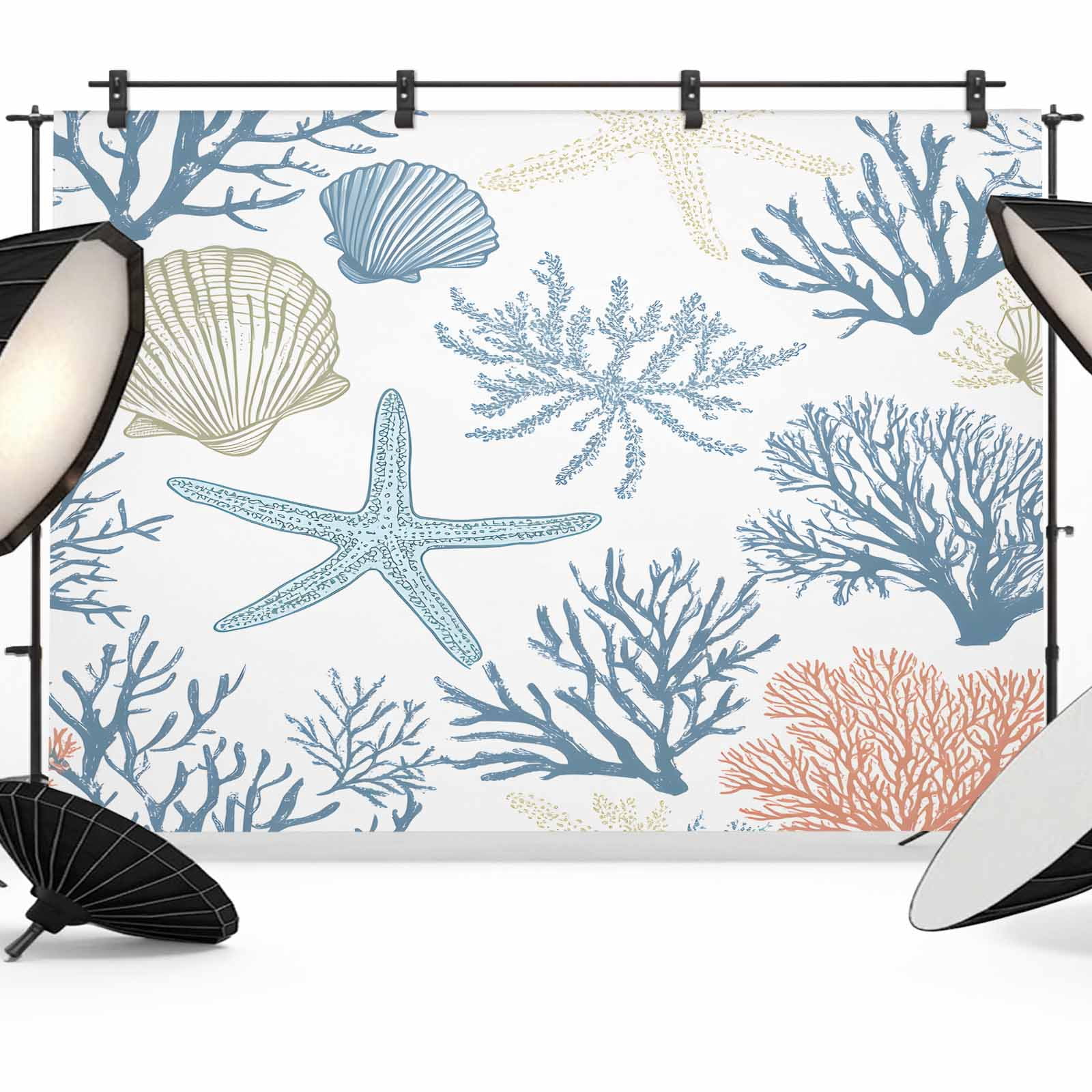 Coral Coastal Backdrop for Photography,Fabric Photo Background Backdrop ...