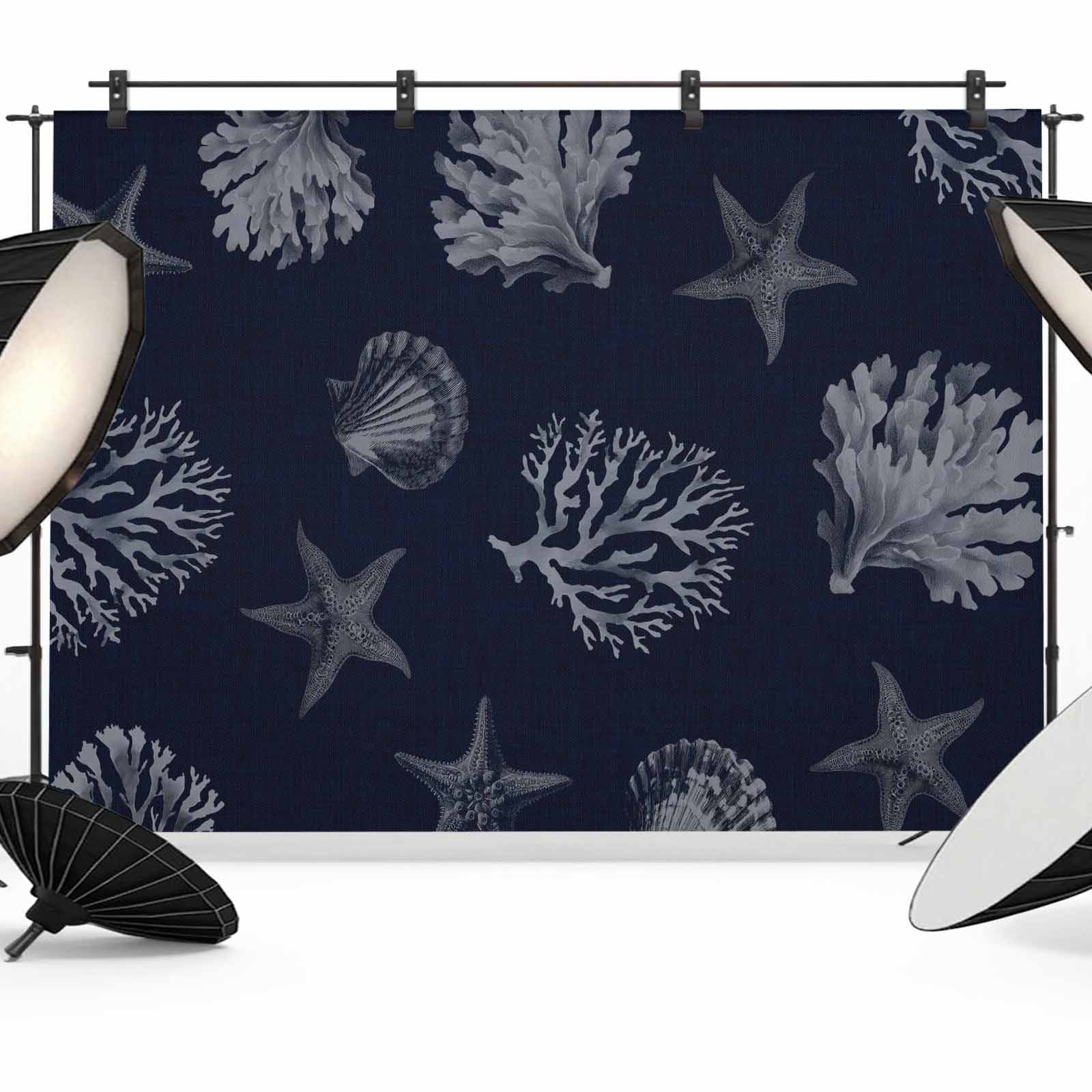 10x8ft photo backdrop, starfish coastal soft polyester... Coral Coastal Backdrop for Photoshoot,Photography Photo Studio ...