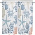 thumbnail image 1 of Coral Coastal Bedroom Curtains 63 Inches length, Summer Beach Window Treatment Curtain Drapes, Ocean Starfish Nautical Shell Rod Pocket Curtain Panels for Living Room Kitchen, 42"x63", 2 Panels, 1 of 6
