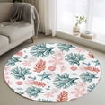 thumbnail image 1 of Coral Coastal Round Area Rug 4ft, Blue Red Nautical Summer Beach Ocean Washable Non-Slip Circle Rugs for Bedroom Living Room Kitchen, Soft Non Shedding Circle Carpet for Dining Room Dorm, 1 of 9