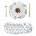 thumbnail image 1 of Coral Coastal Round Placemats Set of 6, Braided Polypropylene Place Mats, Summer Beach Starfish Nautical Shell Washable Table Mats for Kitchen Dinner Holiday Wedding Party Coffee Table Decoration 15", 1 of 9