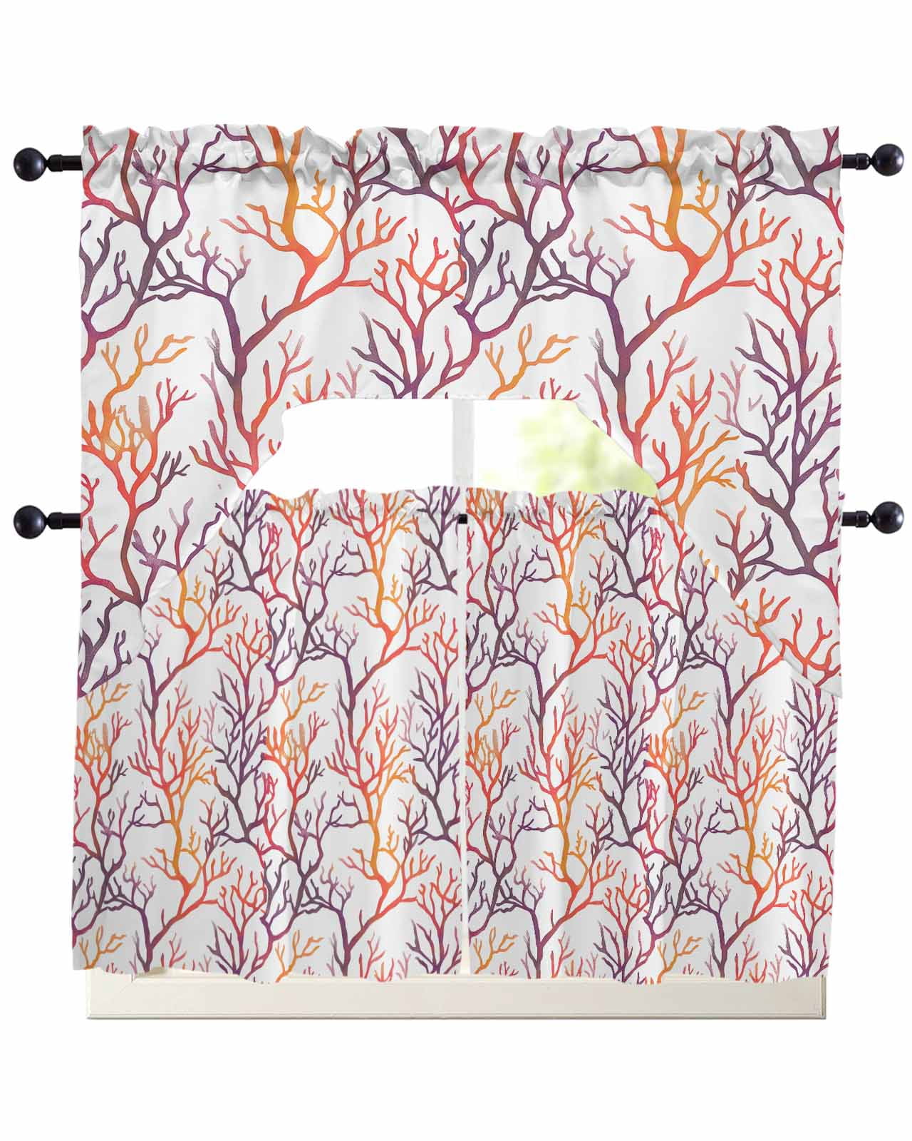 Coral Coastal Swag Curtains for Living Room/Bedroom Windows, Summer ...