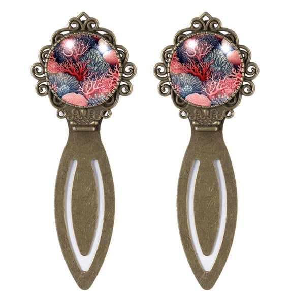 Coral Copper-Colored Lace Bookmarks Set of 2 - Stainless Steel Book Accessories for Readers and Book Lovers