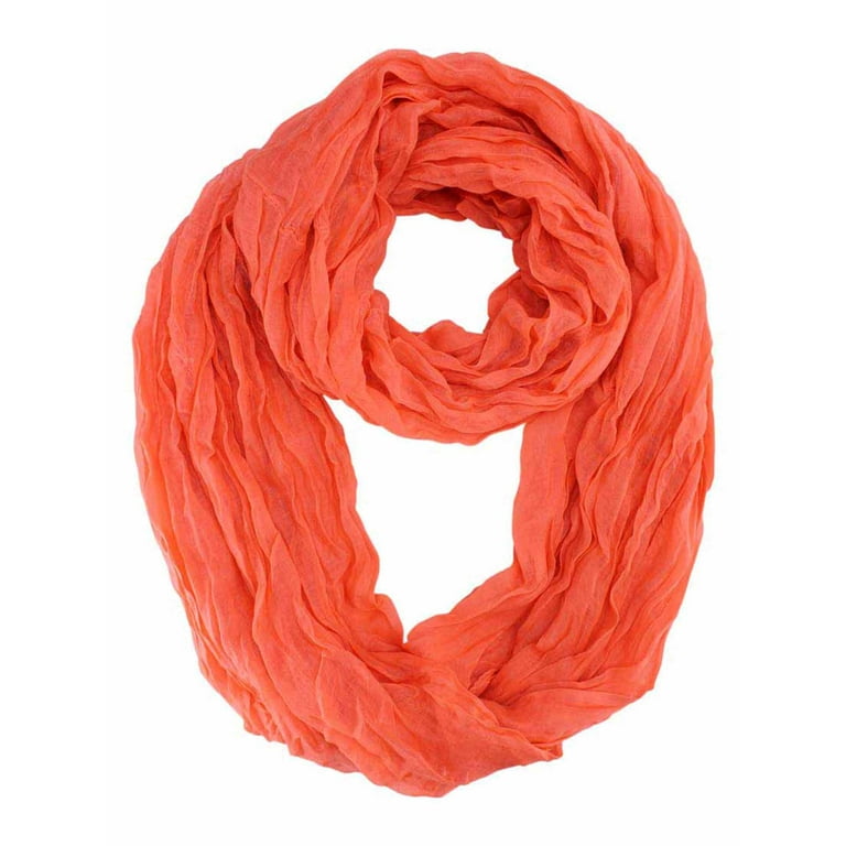 Coral Crinkled Light Infinity Scarf 