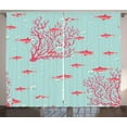 thumbnail image 1 of Ambesonne Coral Curtains 2 Panel Set, Fishes Coral Reef Aquatic, 108" x 90", Dark Coral Pale Blue, 1 of 2
