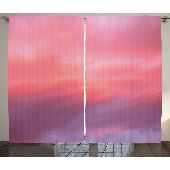 Ambesonne Coral Curtains 2 Panel Set, Vanilla Sky, 108" x 84", Pale Pink Coral Lilac