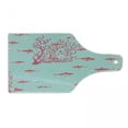 thumbnail image 1 of Coral Cutting Board, Aquatic Pattern with Little Fishes and Coral Reef Bubbles Water, Decorative Tempered Glass Cutting and Serving Board, Wine Bottle Shape, Dark Coral Pale Blue, by Ambesonne, 1 of 1