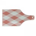 thumbnail image 1 of Coral Cutting Board, Vintage Style Art Geometrical Mosaic Diagonal Fractal Old Tartan Motif Image Print, Tempered Glass Cutting and Serving Board, Wine Bottle Shape, Coral Cream, by Ambesonne, 1 of 5