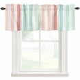 thumbnail image 1 of Coral Cyan Stripe Farmhouse Short Window Curtain Valances, Geometric Grey White Vertical Striped Rod Pocket Kitchen Valances for Living Room Bedroom Bathroom Cafe 42" x 12", 1 of 8