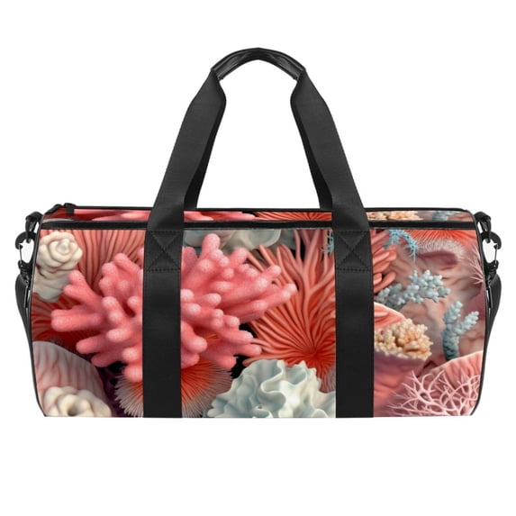 Coral Dance Bag with Shoe Bag, Sports Bag, Gym Bag, Yoga Bag - Size 17.7 Inches, Interior Zipper Pocket, Large Capacity