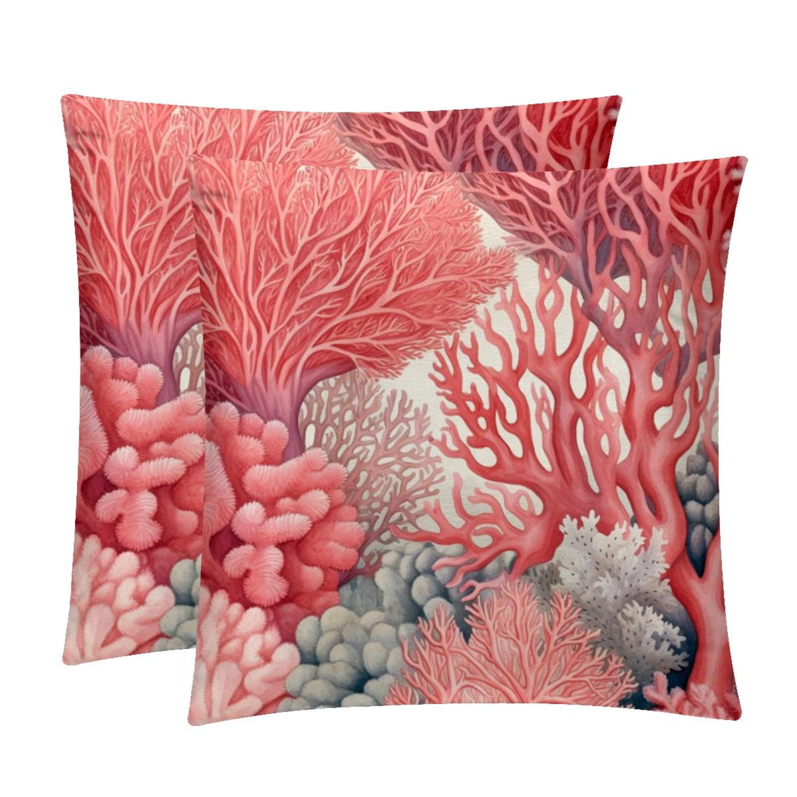 Coral Decorative Bed Pillow Covers Throw Pillows Set with Unique
