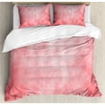 thumbnail image 1 of Coral Duvet Cover Set Queen Size, Pale Spring Watercolor Design Girlish Tie Dye Abstract Color Texture Image, Decorative 3 Piece Bedding Set with 2 Pillow Shams, Coral Peach Salmon, by Ambesonne, 1 of 3