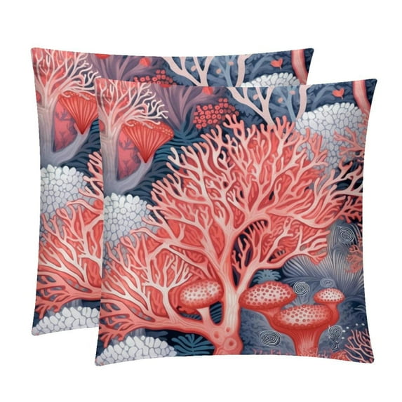 Coral Elegant Velvet Throw Pillow Covers Set with Unique Patterns - 16x16", 18x18", 20x20" - Pack of 2 for Chair Pillow Covers and Various Occasions