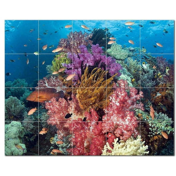 Coral Fish Underwater Ceramic Tile Mural Kitchen Backsplash Bathroom Shower, 402