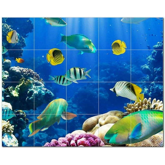 Coral Fish Underwater Ceramic Tile Mural Kitchen Backsplash Bathroom Shower, 403