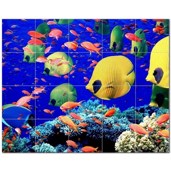 Coral Fish Underwater Ceramic Tile Mural Kitchen Backsplash Bathroom Shower, 403
