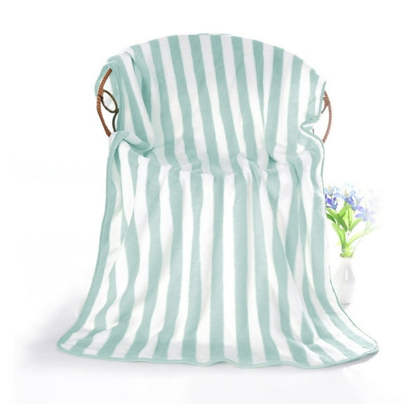 Coral Fleece Bath Towel 27.55x55.11 Inches Extra Large Bath Sheet Soft Absorbent Quick Dry Velvet Towel Striped Design for Adults