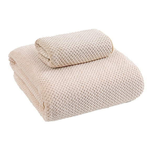 Coral Fleece Bath Towel, Absorbent Quick Dry Bath Sheet, Soft Thickened Pineapple Pattern Towel, Gym, Beach, Spa Beige2