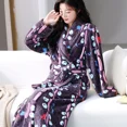 thumbnail image 1 of Coral Fleece Bathrobe Women Man Winter Warm Casual Flannel Robe Sleepwear Plush Shawl Bath Robe Lounge Nightgown Loungewear (022,Women Size  40-70kg), 1 of 7