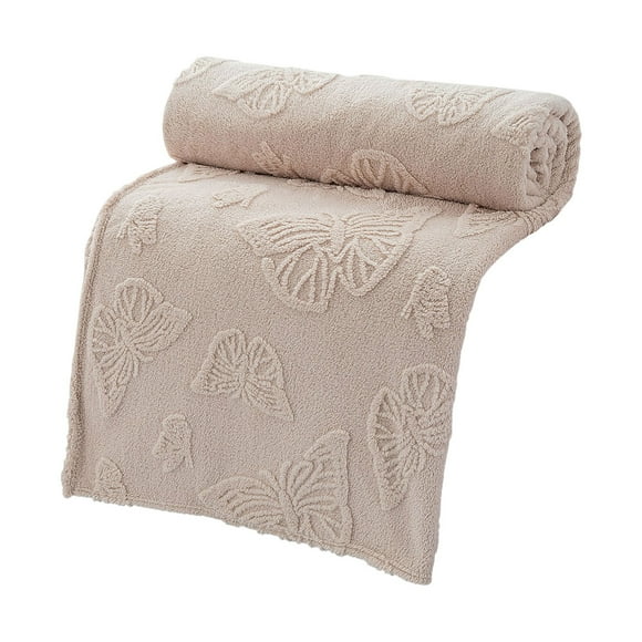 Coral Fleece Blanket, "180X200Cm Butterfly Coral-Fleece Throw,Embossed Design,280Gsm Microfiber,Lightweight Warm,Machine Wash,Fade-Free,Gift Ready", Cotton Fleece Blanket by Cloudqi