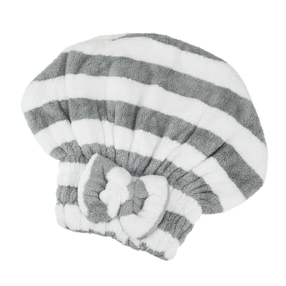 Coral Fleece Hair Drying Towel Dry Cap Adult Hair Drying Towel Lightweight Strong Absorbent Gray White