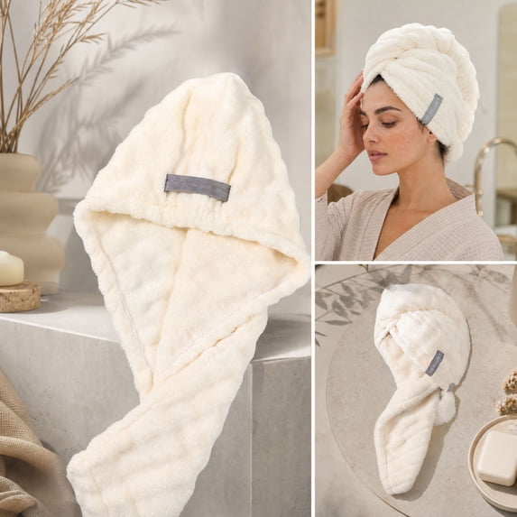Coral Fleece Hair Towel Wrap for Women, Soft Absorbent Wrap for Bath ...