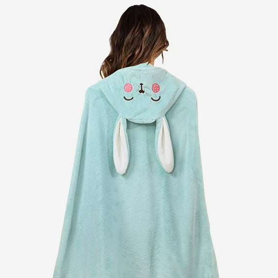 Coral Fleece Hooded Towel With Design For Babies Bath TowelCotton, Mint Green A