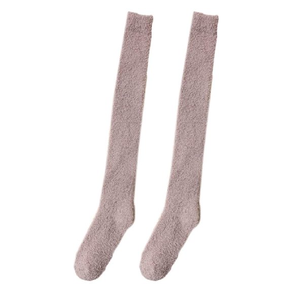 Coral Fleece Over-knee High Socks Women Plush Home Sleep Floor Long Sockings