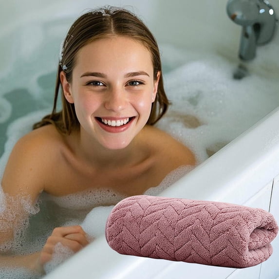 Coral Fleece Pattern Bath Towel – Super Absorbent Soft Warm Towel For Home Travel And All Season Use